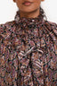 Celine Purple Silk Paisley Ruffle Long Sleeve Maxi Dress Size 38