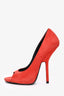 Guiseppe Zanotti Red Suede Peep Toe Heels Size 35.5