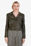 IRO Khaki Leather Moto Jacket Size 44