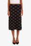 Jupe midi Gucci en laine noire/dorée à logo GG, taille L