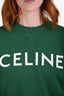 Celine Green Cotton Logo Crop Sweatshirt Size XS