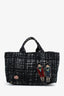 Prada Black Tweed Tela Tote With Pins