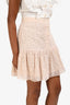Sandro Blush Pink Eyelet Button Up Skirt Size 40