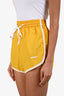 Miu Miu Yellow Nylon Drawstring Logo Embroidered Shorts Size 38