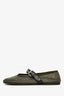 Miu Miu Green/Black Mesh Leather Ballet Flats Size 38