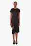Maison Margiela Black Silk-Blend Short Sleeve Asymmetrical Mini Dress Size 40