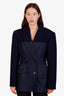 Alexander McQueen Navy Wool Denim Double Breasted Blazer Size 38