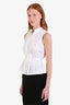 Akris Punto White Cotton Button Up Belted Sleeveless Top Size 6