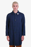 Prada 2016 Blue Denim Midi Coat With Detachable Logo Plaque Size S Mens
