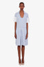 Jil Sander Blue/White Pinstripe Collared Mini Dress Size 36