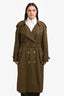 Burberry Olive Green 'The Westminster' Long Trench Coat Size 12