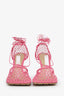 Bottega Veneta Pink Stretch Lace Up Net Heels Size 39