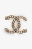 Pre-loved Chanel™ 24C Light Gold Tone Crystal Chain CC Brooch