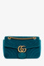 Gucci Teal Velvet GG Marmont Shoulder Bag