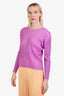 Pleats Please Purple Pleated Long Sleeve Boat Neck Top Estimated Size Small
