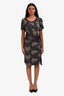 Max Mara Navy Paisley Floral Print Maxi Dress Size 42