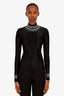 Paco Rabanne Black Embellished Turtleneck Top Size 34