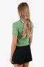 Acne Studios Green Linen-Blend Knit Short-Sleeve Cropped Cardigan Size XS