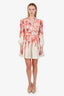 Zimmermann White/Pink Linen Floral Print Devi Mini Dress Size 1
