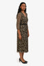 Burberry Brit Green Floral Silk Long Sleeve Midi Dress Size 4