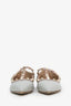 Valentino Vale Grey Smooth Leather Foldback Rockstud Flats Size 35