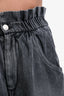 Isabel Marant Etoile Grey Denim Titea Ruched High Waisted Shorts Size 38