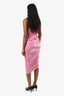 Norma Kamali Metallic Pink Asymmetric Shoulder Ruched 'Diana' Midi Dress Size XS
