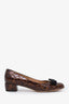 Salvatore Ferragamo Brown Patent Leather Vara Bow Block Heels Size 6.5
