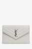 Saint Laurent Cream Leather Chevron Envelope Wallet on Chain