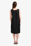 Prada Black Nylon Logo Toggle Sleeveless Midi Dress Size 42