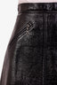 Jupe midi Louis Vuitton en cuir verni noir, taille 36