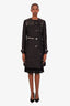 Givenchy Fall 2013 Black Wool Leather Chain Detail Coat Size 40