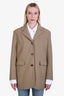 Samsoe Samsoe Beige/White Pinstripe Oversized Single Breasted Blazer Size Small