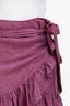 Isabel Marant Etoile Purple Linen Mini Ruffle Wrap Skirt Size 38