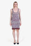 Balmain White/Multicolour Knit Fringe Sleeveless Dress Size 38