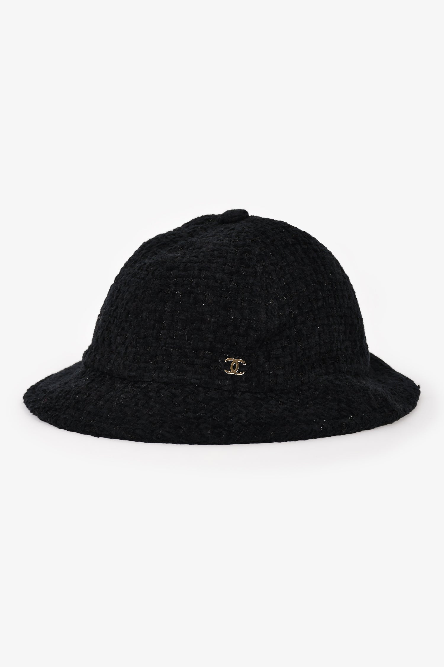 Pre-loved Chanel™ Black Cotton Wool Tweed Bucket Hat Size M – Mine