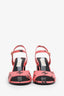 Pre-loved Chanel™ Pink/Black Logo Printed Lambskin Coco Beach Sandals Size 39