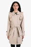 Joie Beige Cotton Ruffle Trim Detail Belted Light Trench Coat Size Small