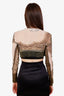 Jean Paul Gaultier Green Graphic-Print Mesh Crop Top Size XS