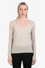 Zadig & Voltaire Beige Merino Wool V-Neck Skull Back Sweater Size M