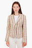 Etro Nude Striped Embroidered Cotton Blazer Size 44
