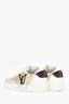 Louis Vuitton White/Gold Leather Logo Metallic Low Profile Sneakers Size 35