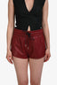 Saint Laurent Red Leather Tie Waist Shorts Size 36
