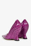 Bottega Veneta Purple Patent Croc-Embossed Punta Heels Size 35