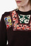 Stella McCartney Burgundy Wool Floral Detail Sweater Size 44