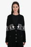 Pre-loved Chanel™ Black/White Cashmere Cotton Clover CC Logo Pattern Knit Cardigan Size 42