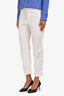 Brunello Cucinelli White Cotton Linen Blend Straight Leg Pants Size 2