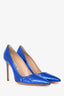 Manolo Blahnik Cobalt Blue Python Metallic Heels Size 38.5