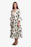 La DoubleJ White/Multicolour Floral Tiered Short Sleeve Midi Dress Size S