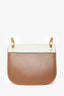 Prada Brown/White Calf Pionniere Saddle Crossbody Bag